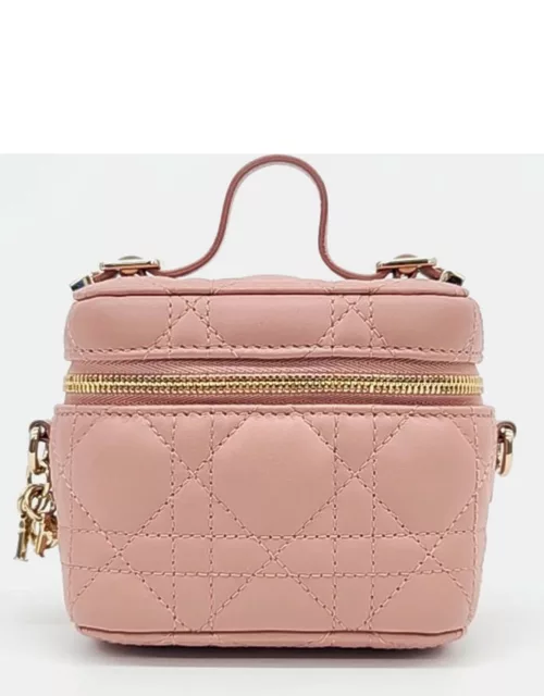 Dior Pink Cannage Leather Micro Vanity Shoulder Bag