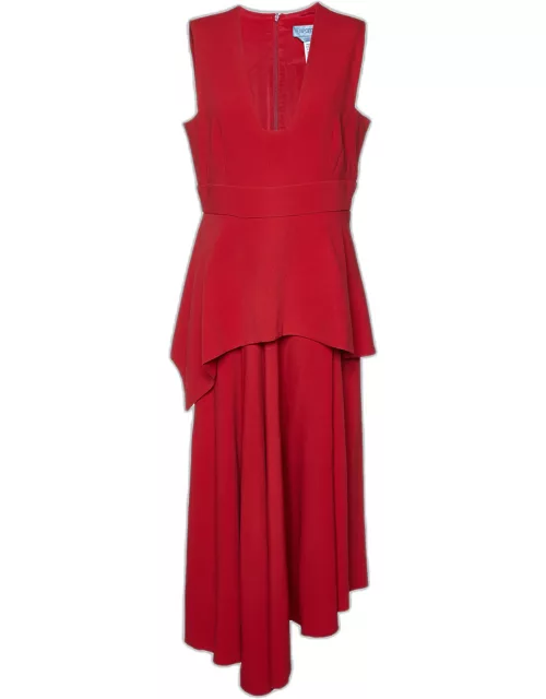 Sportmax Red Crepe Layered Midi Dress