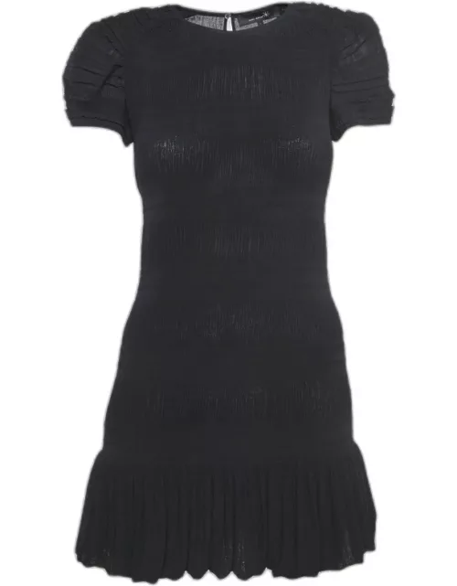 Isabel Marant Black Crinkled Stretch Crepe Mini Dress