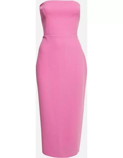 Alex Perry Pink Stretch Crepe Strapless Midi Dress