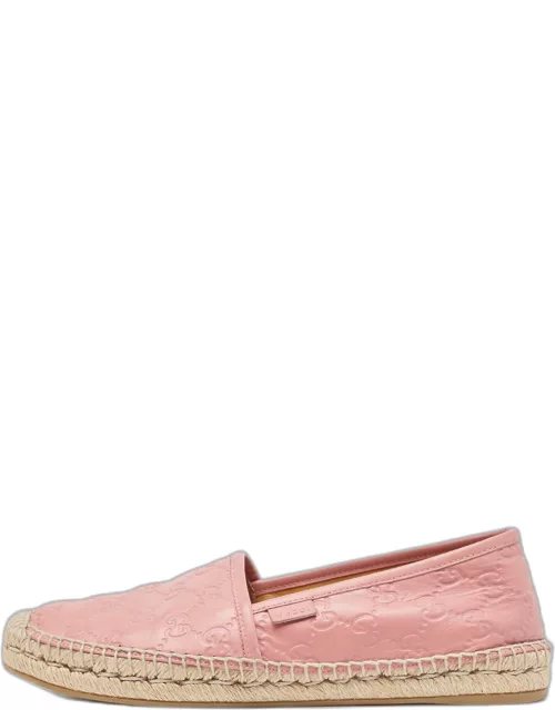 Gucci Pink GG Leather Slip On Espadrilles Flat