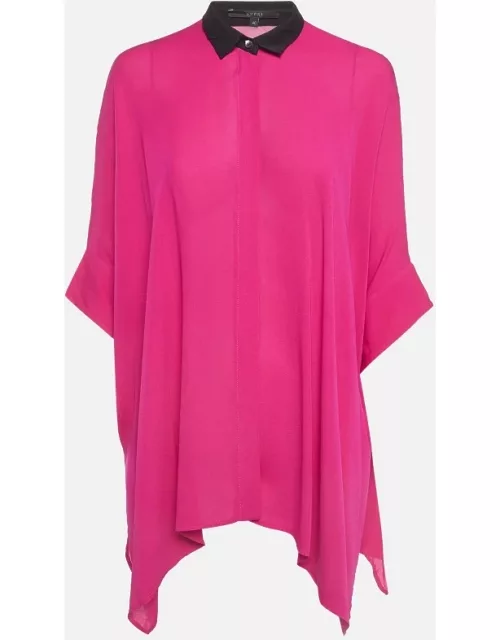 Gucci Pink Contrast Collar Silk Kaftan Shirt