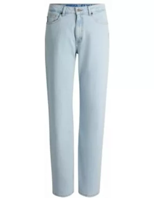 Straight-fit jeans in light-blue stretch denim- Turquoise Women's Jean