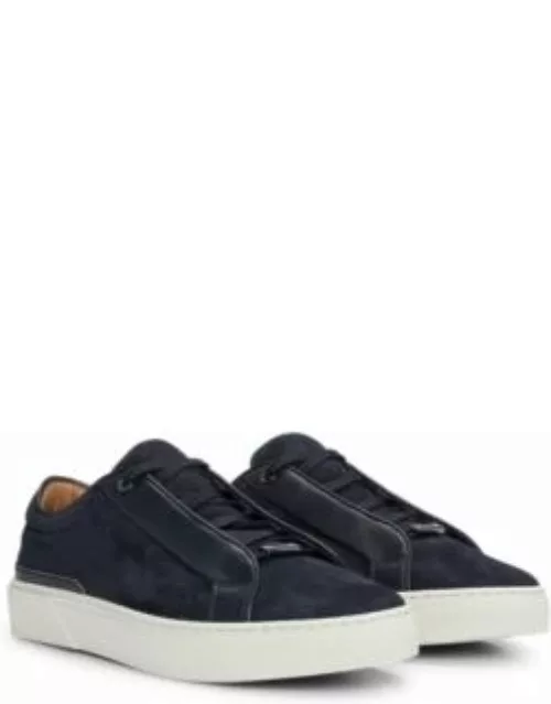 Gary Italian-made trainers in leather and suede- Dark Blue Men's Sneaker