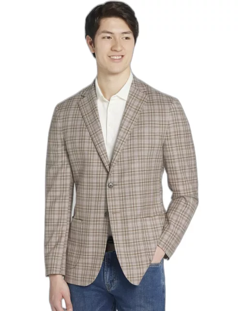JoS. A. Bank Men's Tailored Fit Plaid Sportcoat, Tan, 38 Regular