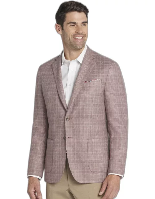 JoS. A. Bank Men's Reserve Collection Tailored Fit Plaid Sportcoat, Pink, 38 Short