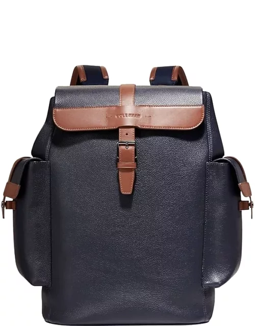 Cole Haan Men's Triboro Leather Rucksack Backpack Navy/Tan