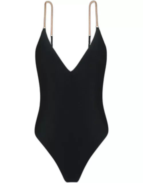 Solid Melody Backless Brazilian One-Piece Swimsuit