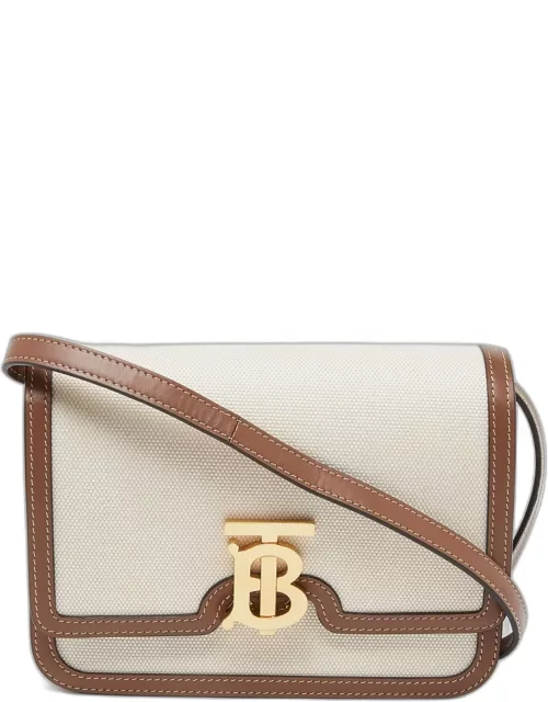 Burberry Beige/Brown Canvas and Leather Small TB Shoulder Bag