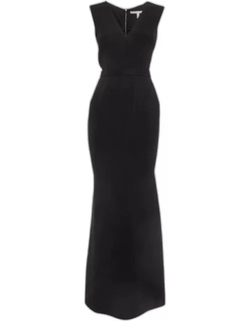 Victoria Beckham Black Silk Blend Belted Maxi Dress