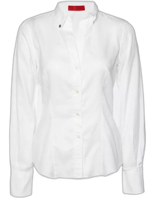 CH Carolina Herrera White Cotton Button Front Shirt