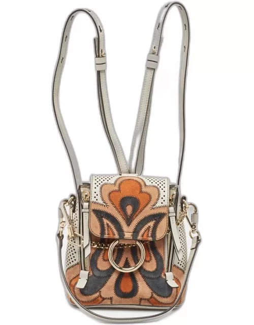Chloe Grey/Multicolor Leather and Suede Mini Faye Day Backpack