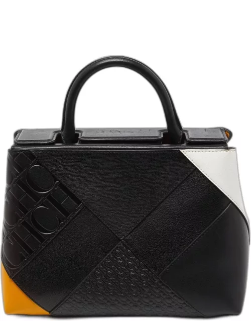 CH Carolina Herrera Tricolor Leather Top Handle Bag