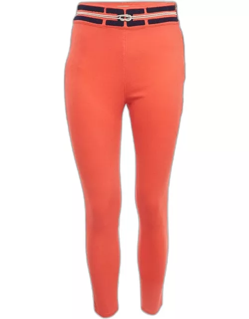 Elisabetta Franchi Orange Applique Denim Skinny Jeans M Waist 28"