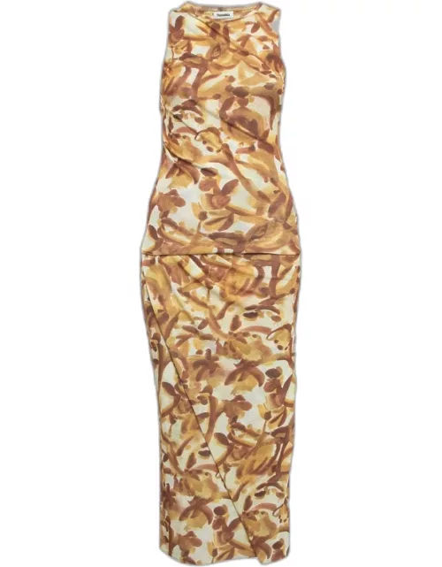 Nanuska Yellow Botanic Aquarelle Stretch Crepe Top and Skirt Set S/