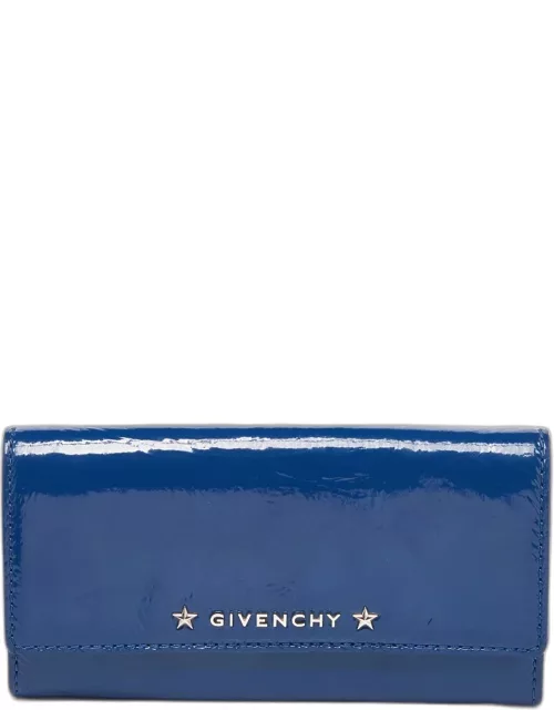 Givenchy Blue Patent Leather Logo Flap Continental Wallet