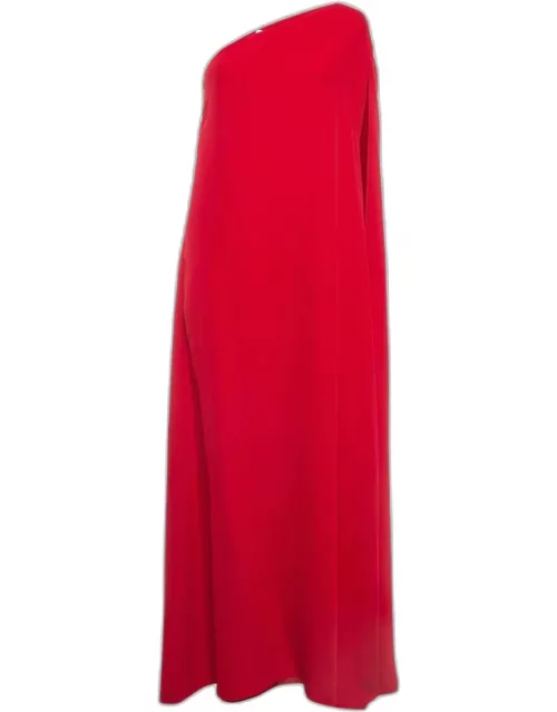 Valentino Red Silk One Shoulder Maxi Dress