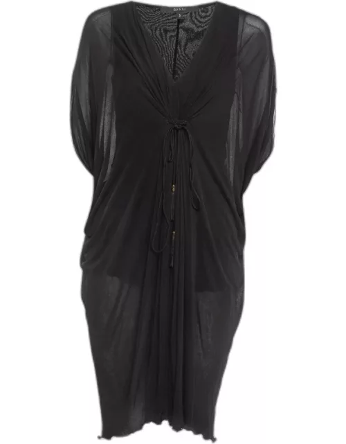 Gucci Black Jersey V Neck Kaftan Midi Dress