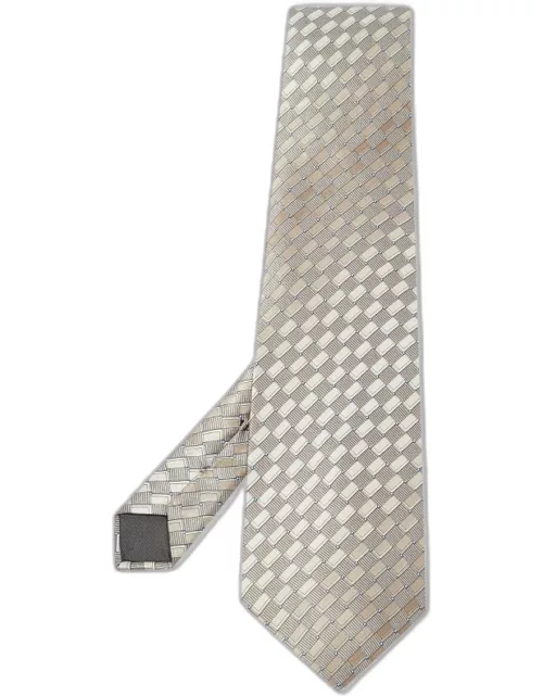 Lanvin Grey Printed Silk Traditional Tie