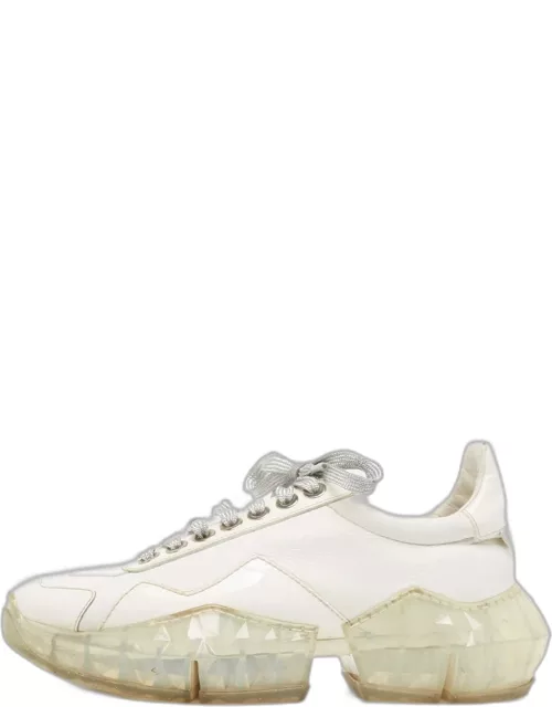 Jimmy Choo White Leather Diamond Sneaker