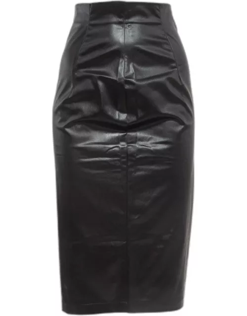 Love Moschino Black High Waist Faux Leather Pencil Skirt