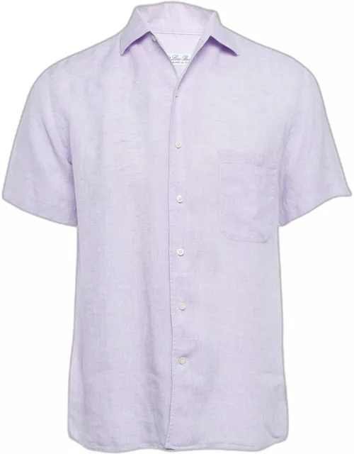 Loro Piana Lavender Linen Short Sleeve Shirt