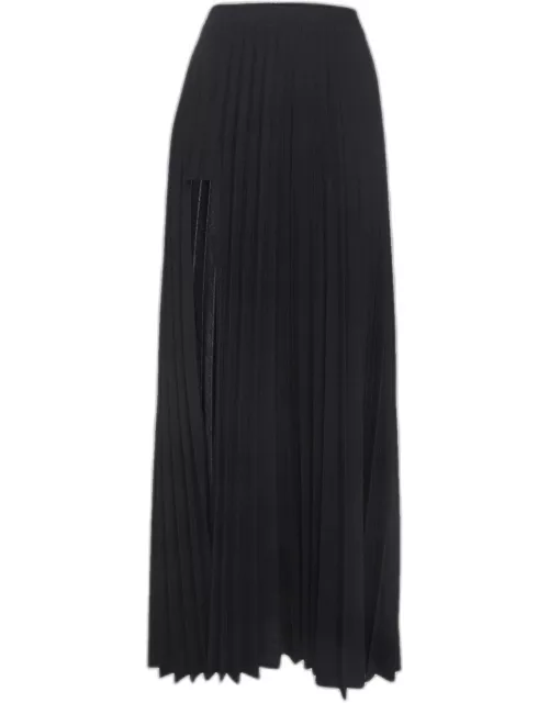 Vetements Black Wool Blend High Slit Plisse Maxi Skirt