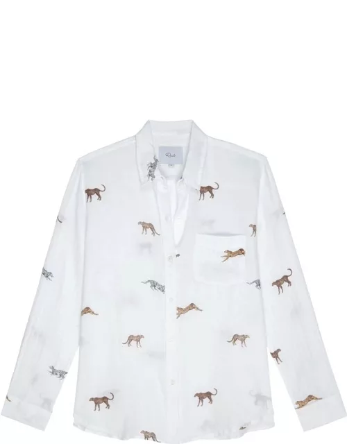 Rails Charli Linen Mix Shirt - Safari Cheetah