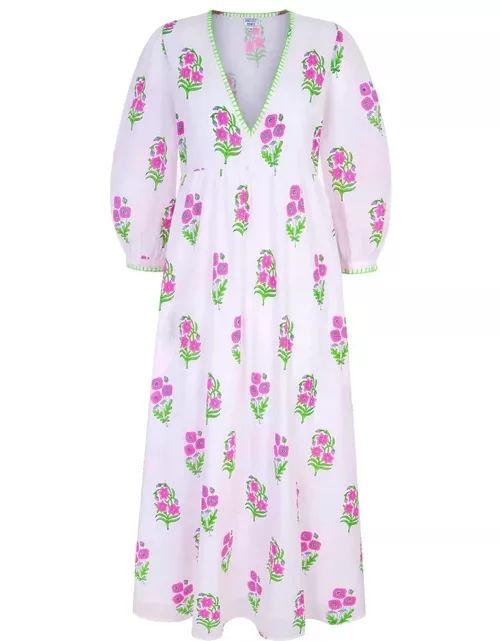 PINK CITY PRINTS Lydia Organic Cotton Dress - Neon Agapanthu