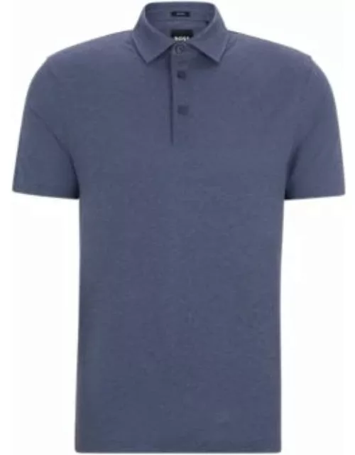 Slim-fit polo shirt with striped collar- Dark Blue Men's Polo Shirt