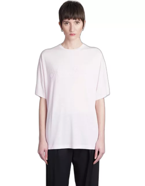 Acne Studios T-shirt In Rose-pink Wool And Polyester