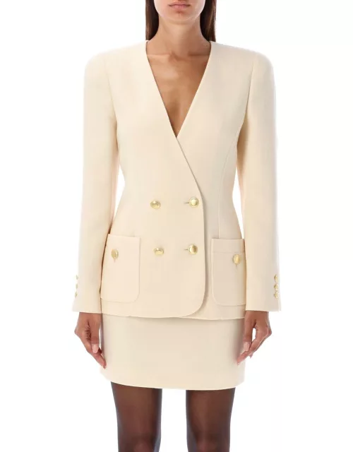 Alessandra Rich Collarless Double-breasted Blazer