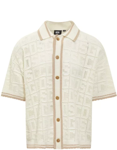 GCDS Monogram Macramé Knit Shirt