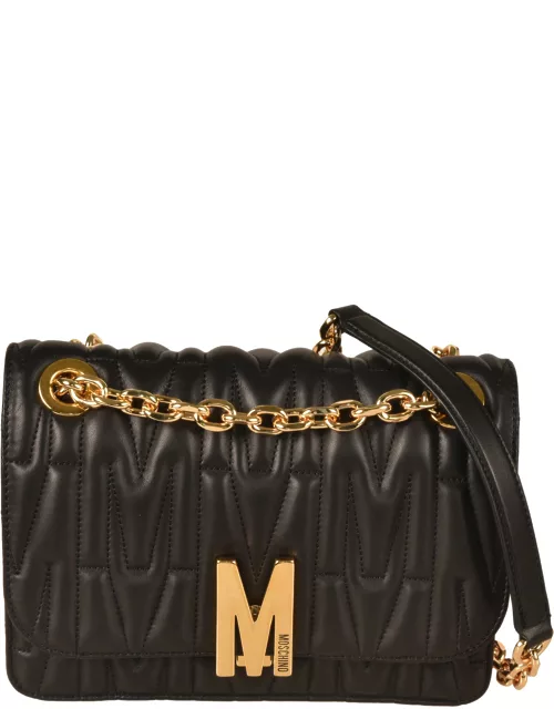 Moschino Logo Plaque Quilted Shoulder Bag
