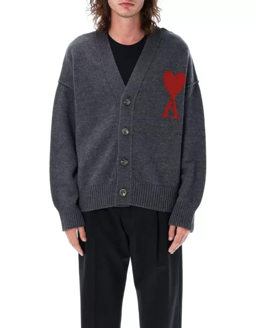 Ami Alexandre Mattiussi Paris De Coeur Logo Intarsia Knitted Buttoned Cardigan