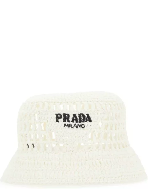 Prada Logo Embroidered Woven Bucket Hat