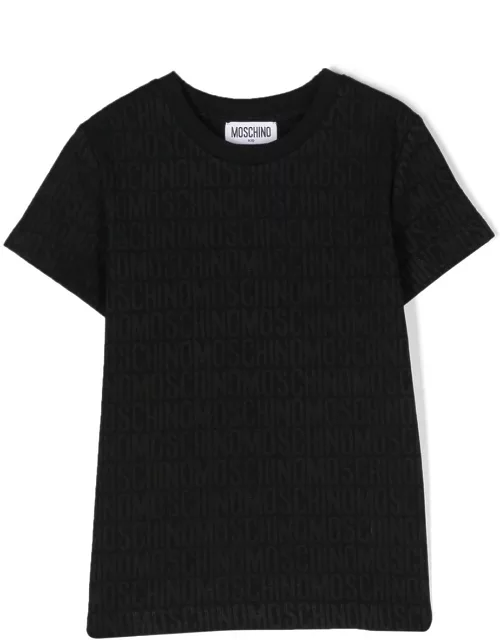 Moschino Black T-shirt With All-over Logo