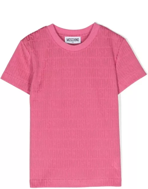 Moschino Pink T-shirt With All-over Logo