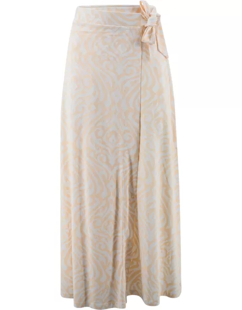 Surkana Long Printed Crisscross Skirt