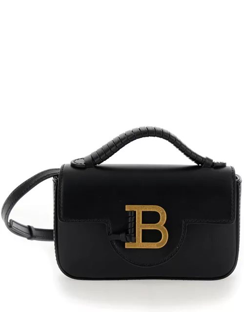 Balmain b-buzz Mini Black Crossbody Bag With B Clasp In Smooth Leather Woman