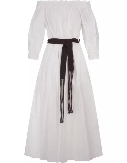 Parosh White Canyox Maxi Dress With Belt