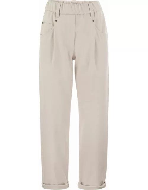 Brunello Cucinelli Baggy Trousers In Stretch Cotton Cover-up With Shiny Bartack