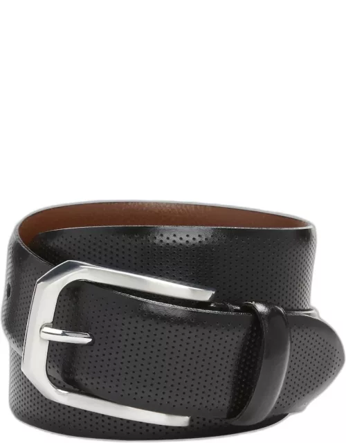 JoS. A. Bank Men's Johnston & Murphy Micro Perforated Leather Belt, Black