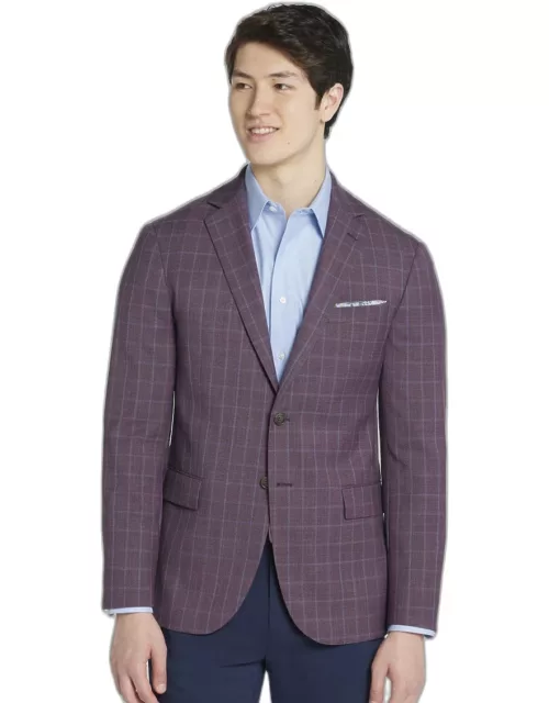 JoS. A. Bank Men's Tailored Fit Windowpane Sportcoat, Rose, 38 Regular