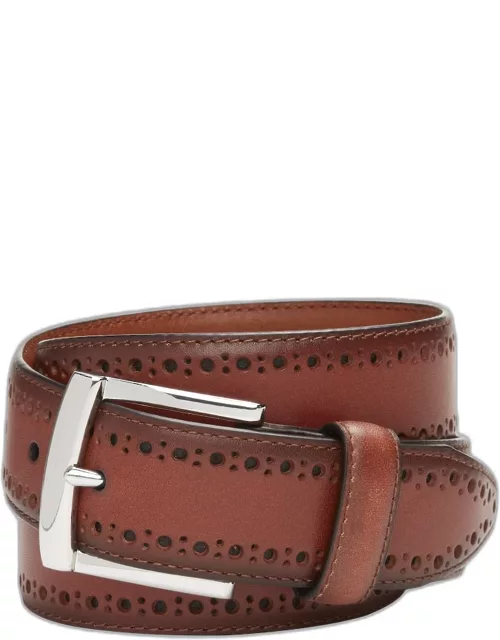 JoS. A. Bank Men's Johnston & Murphy Perforated Edge Leather Belt, Tan