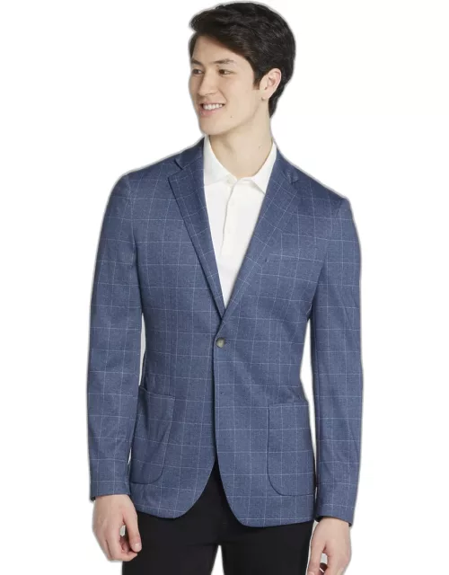 JoS. A. Bank Men's Traveler Collection Slim Fit Windowpane Knit Sportcoat, Blue, 44 Regular