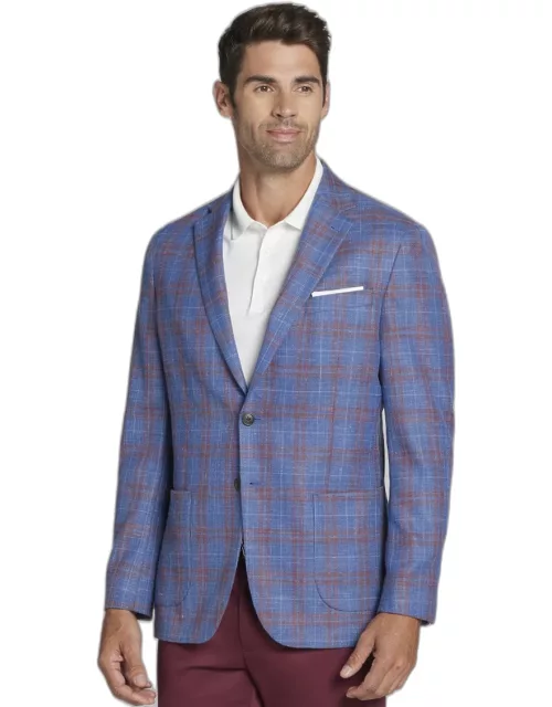 JoS. A. Bank Men's Tailored Fit Plaid Sportcoat, Blue, 44 Long