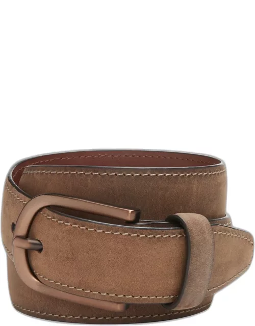 JoS. A. Bank Men's Johnston & Murphy Topstitched Oiled Leather Belt, Brown