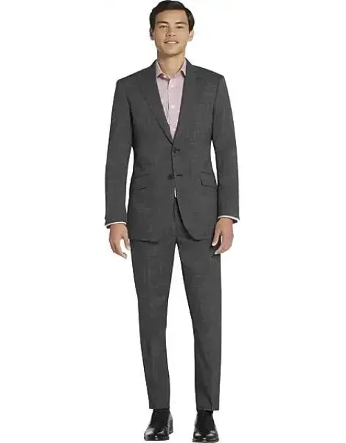 Wilke-Rodriguez Men's Slim Fit Peak Lapel Tic Suit Black/White Tic