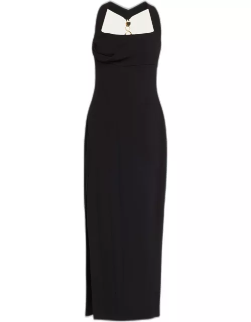 Blaine Long Crepe Halter Dres